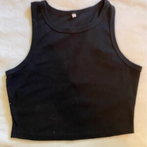 Black ribbed high neck tank